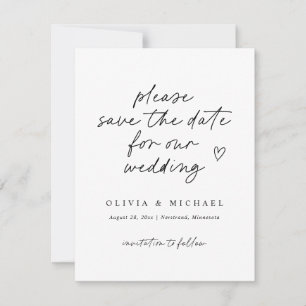 Reserve A Data Nota de Amor Moderno à Mão Casamento Salve a Data