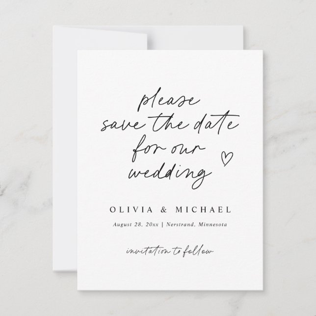 Reserve A Data Nota de Amor Moderno à Mão Casamento Salve a Data (Frente)