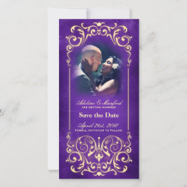 Reserve A Data Nouveau Victorian: Dourada e EggPlant Salvar a Dat