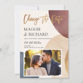 Reserve A Data Nova Data de Casamento de Foto com Abstrato Modern