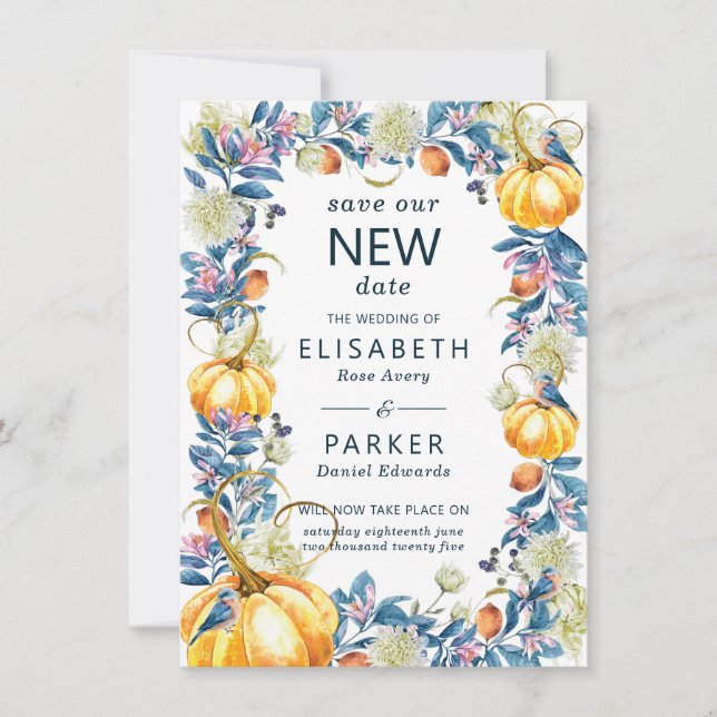 Reserve A Data Novo Adiamento de Casamento de Data Queda Pumpkin (Frente)