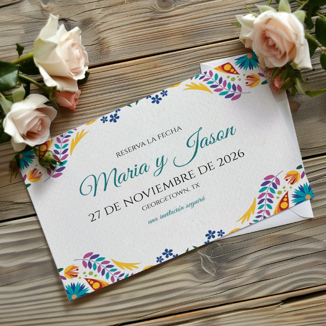 Reserve A Data Nuestra Boda Flowers Botanical Spanish Wedding (Nuestra Boda Flowers Botanical Spanish Wedding Save The Date)