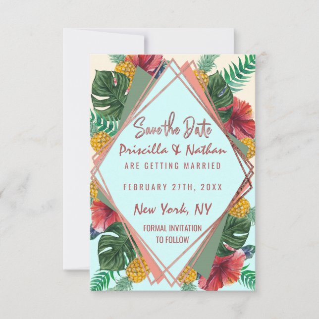 Reserve A Data O Abacaxi Tropical de Verão deixa uma data de salv (Frente)