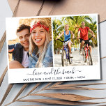 Reserve A Data O Amor e o Casamento Fotográfico da Praia Dois<br><div class="desc">Dois casamentos de "amor e praia" com fotos salvando as datas do casal moderno e do casamento na praia. Personalize com sua foto,  nomes e data de casamento. Uma bela salva de data para dar o tom para a sua próxima celebração de casamento na praia.</div>