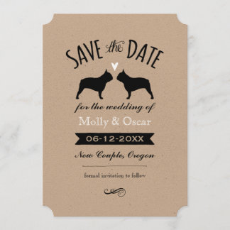 Reserve A Data O Bulldog Francês Silhouettes Casou Salve a Data
