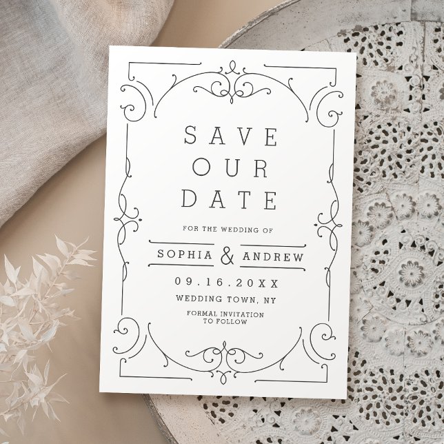 Reserve A Data O casamento clássico e elegante salva a data (Elegant modern classic wedding save the date)