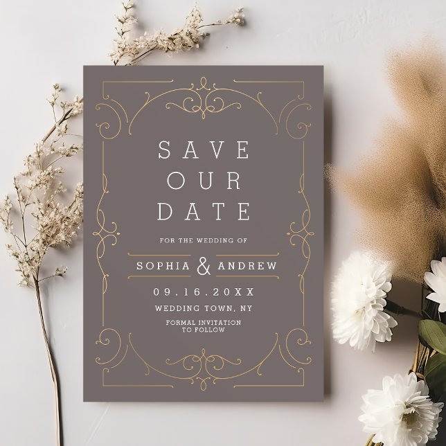 Reserve A Data O casamento clássico e elegante salva a data (Elegant modern classic wedding save the date)