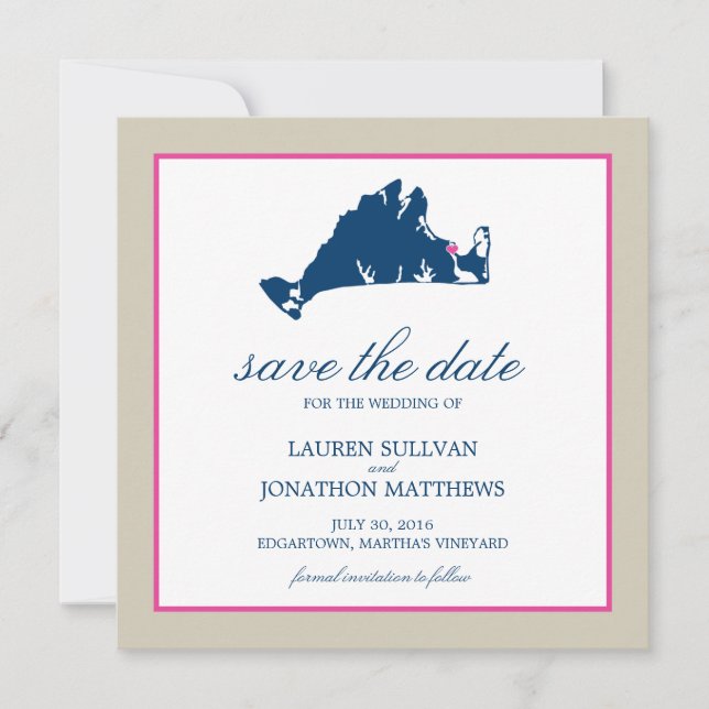 Reserve A Data O Casamento de Edgartown Martha Salva a Data (Frente)