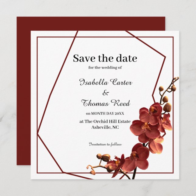 Reserve A Data O Casamento outono Romance do Autumn Orchid Salva  (Frente/Verso)
