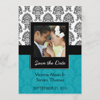 Reserve A Data O Elegante Damask Invoca Casamento (Turquois)