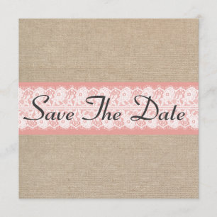 Reserve A Data O Lace De Burlap Coral Elegante Salva A Data