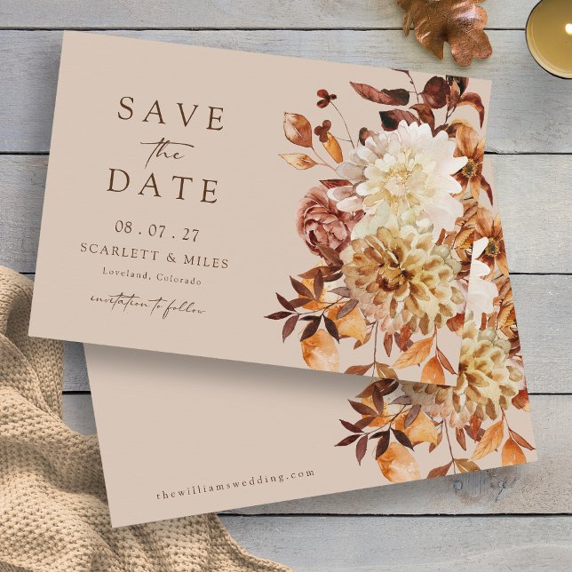 Reserve A Data O outono de Taupe deixa a data salva (Taupe Watercolor Autumn Leaves Save The Date by Painted Paperie
)