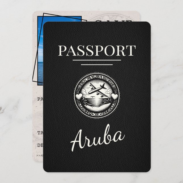 Reserve A Data O Passaporte Aruba Negro Salva A Data (Frente/Verso)