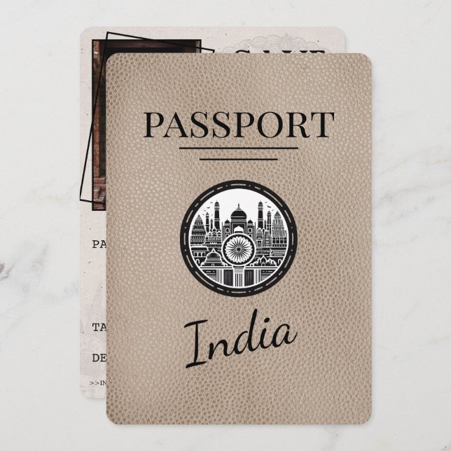 Reserve A Data O Passaporte Beige India Salva A Data (Frente/Verso)