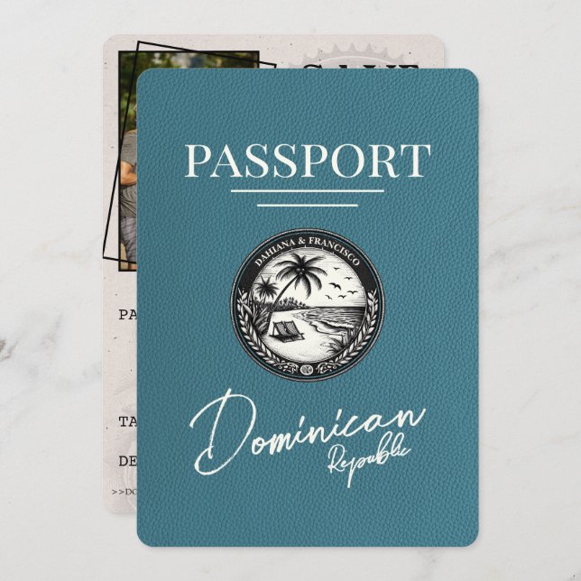 Reserve A Data O Passaporte Da República Dominicana Teal Salva A  (Frente/Verso)