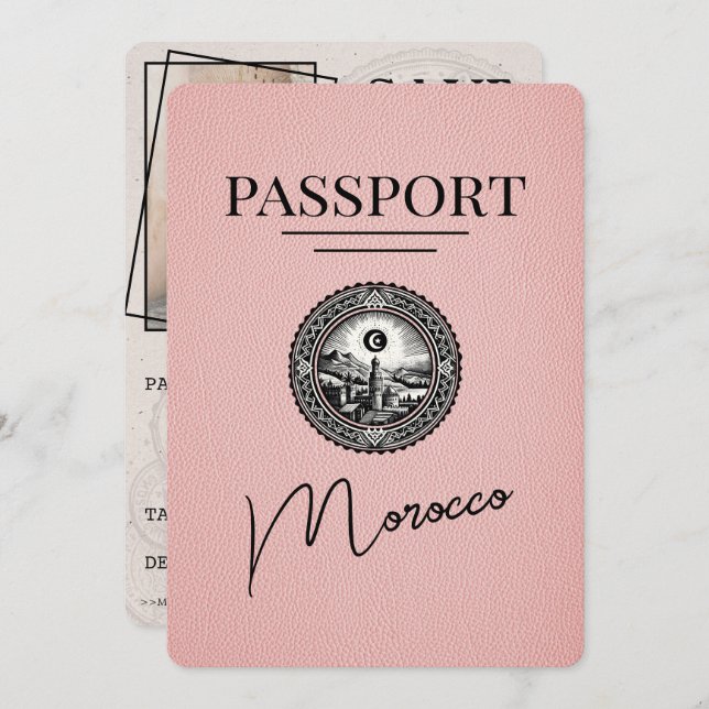 Reserve A Data O Passaporte De Marrocos Rosa Salva A Data (Frente/Verso)