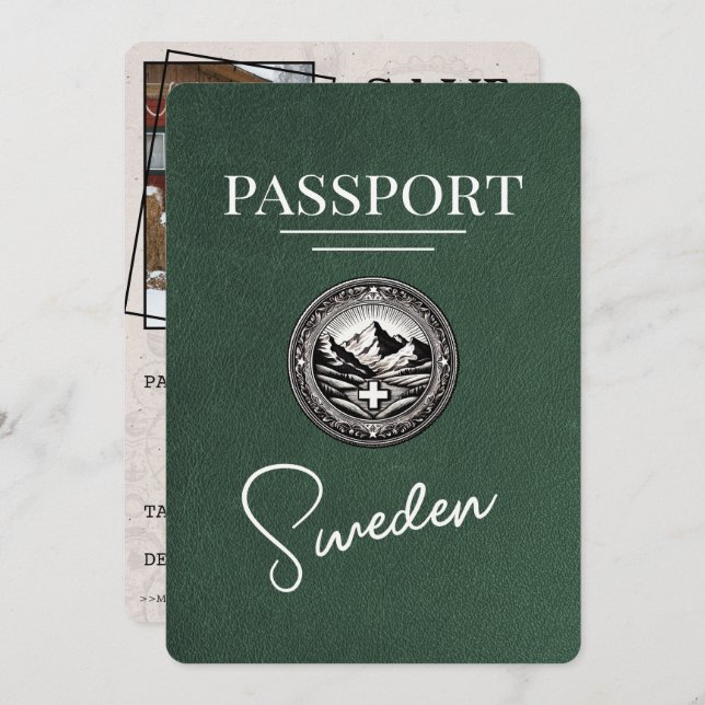 Reserve A Data O Passaporte De Suecia Verde Salva A Data (Frente/Verso)