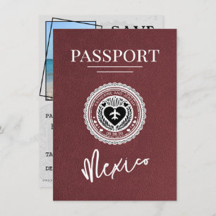 Reserve A Data O Passaporte Do México Da Burgundy Salva A Data