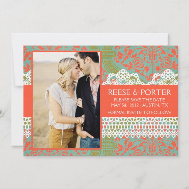 Reserve A Data O PORTADOR salva a data/anúncio fotográfico (Frente)