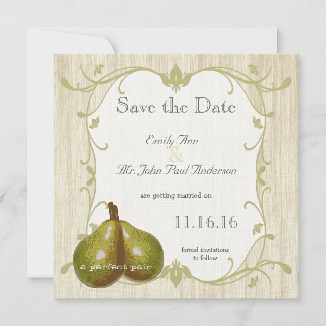 Reserve A Data O Save the Date da Pera Perfeita (Frente)