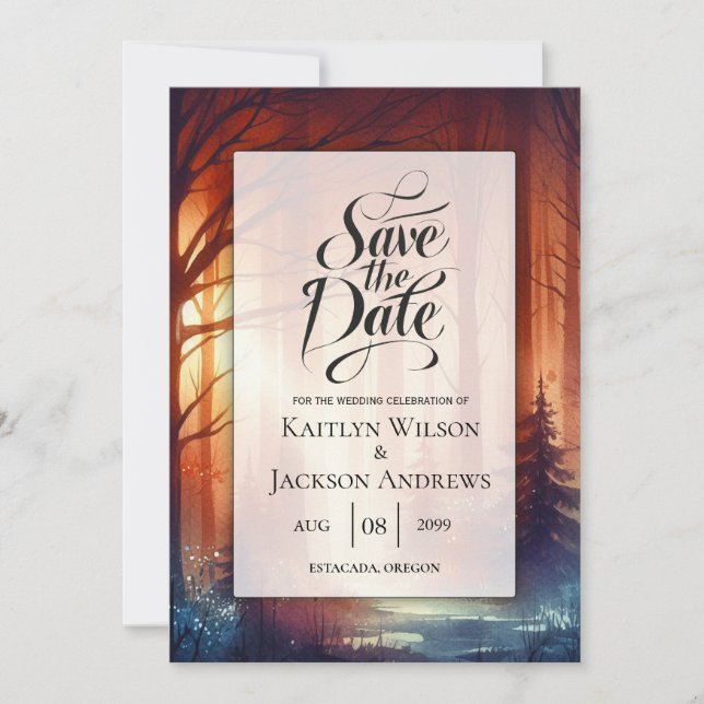 Reserve A Data O Spell de Woodland do Casamento de Folhas (Frente)