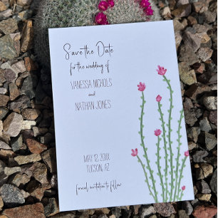Reserve A Data Ocotillo Cactus Com Flor Rosa Salve A Placa Data
