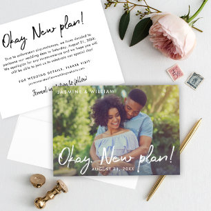 Reserve A Data OK Novo Plano Manuscrito Script Foto de Casamento