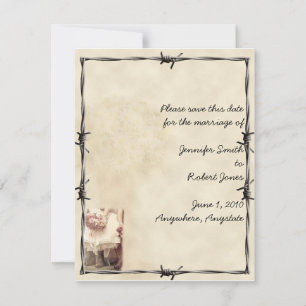 Reserve A Data Old West Boots and Buquês Save the Date Card