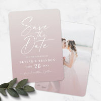 Ombre Dusty Mauve Ivory with Script Photo Wedding