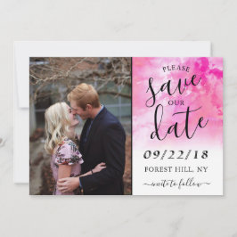 Reserve A Data Ombre Watercolor Weding The Date Card - Rosa