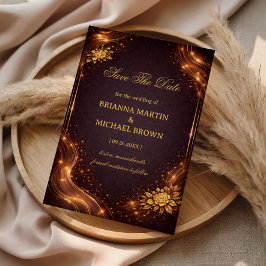 Reserve A Data Onda de Brilho Dourado de Luxo