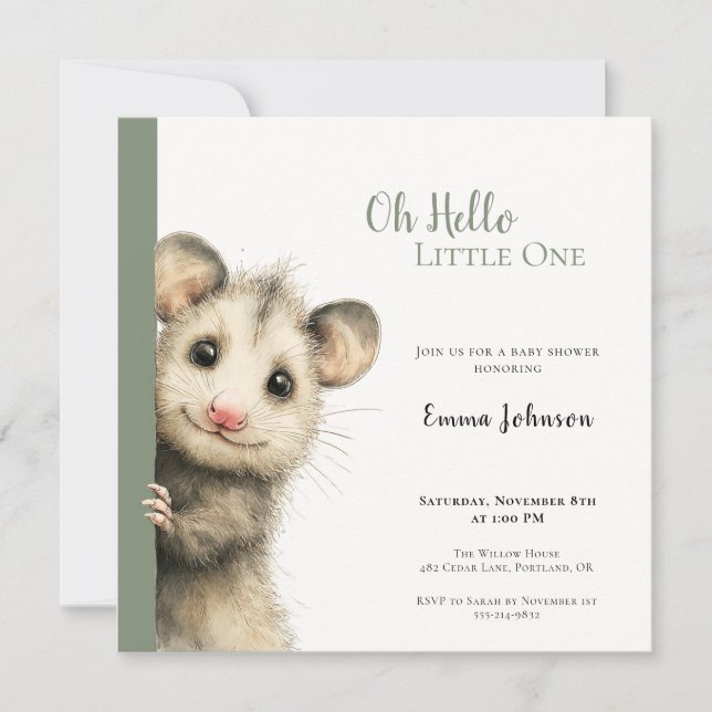 Reserve A Data Opossum Baby Shower Invitation (Frente)