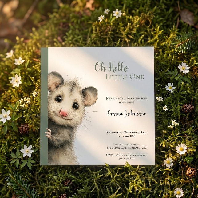 Reserve A Data Opossum Baby Shower Invitation (Opossum Baby Shower Invitation)