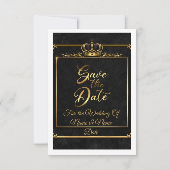 Reserve A Data Opulento Confete Preto e Dourado para Salvar a Dat (Frente)