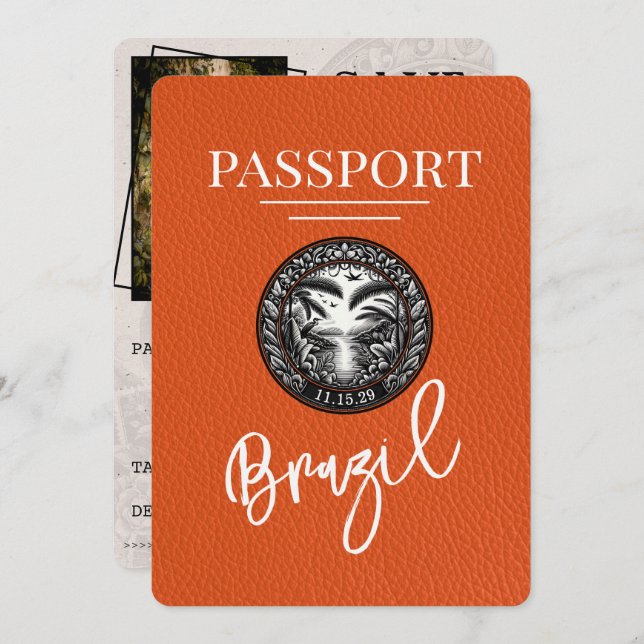Reserve A Data Orange Brasil Passaporte Salvar Data (Frente/Verso)
