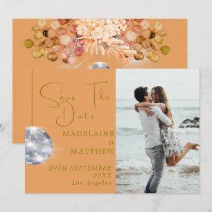 Reserve A Data Orange Floral Disco Salva A Data Casamento