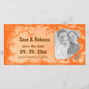 Reserve A Data Orange Floral Photo Save The Date Announing (Foto 