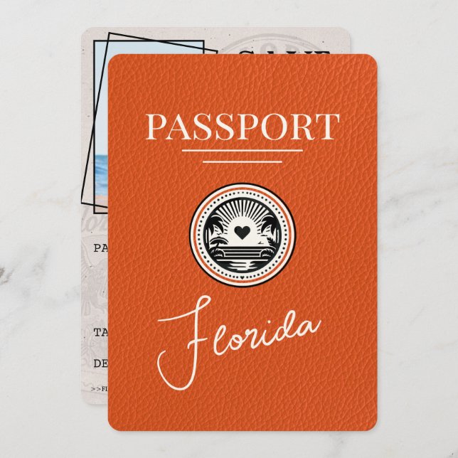 Reserve A Data Orange Florida Passport Salvar a data (Frente/Verso)