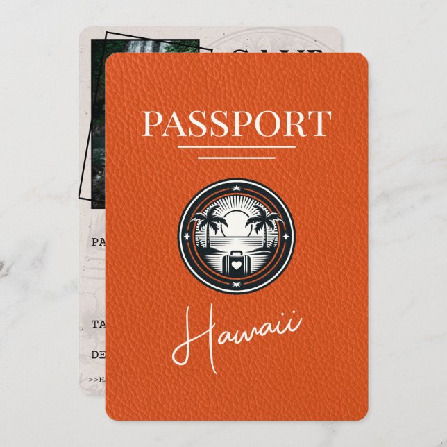Reserve A Data Orange Hawaii Passport Salvar a Data (Frente/Verso)