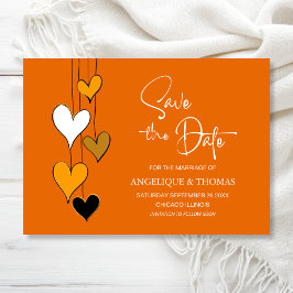 Reserve A Data Orange Heart Theme Wedding Save the Date