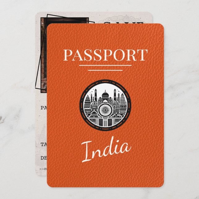Reserve A Data Orange India Passport Salvar a data (Frente/Verso)
