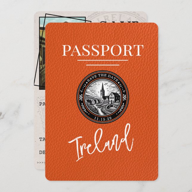 Reserve A Data Orange Ireland Passaporte Salvar Data (Frente/Verso)