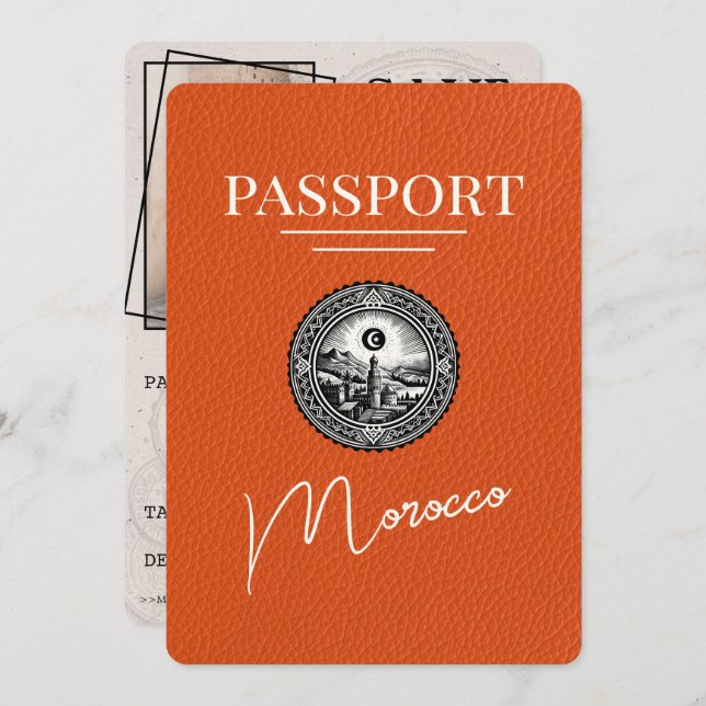Reserve A Data Orange Marrocos Passaporte Salvar Data (Frente/Verso)