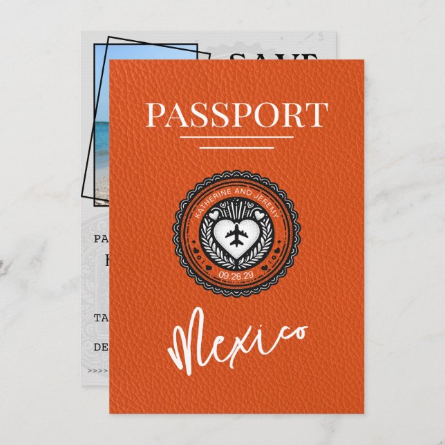 Reserve A Data Orange Mexico Passport Salvar a data (Frente/Verso)