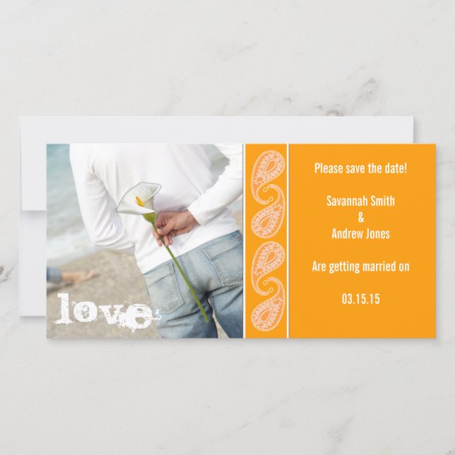 Reserve A Data Orange Paisley Salvar a Data (Frente)