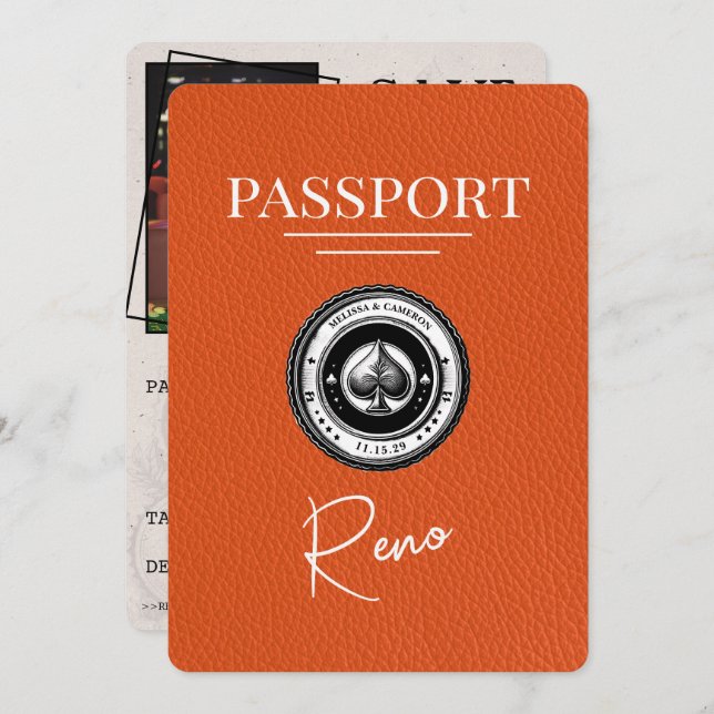 Reserve A Data Orange Reno Passaporte Salvar A Data (Frente/Verso)