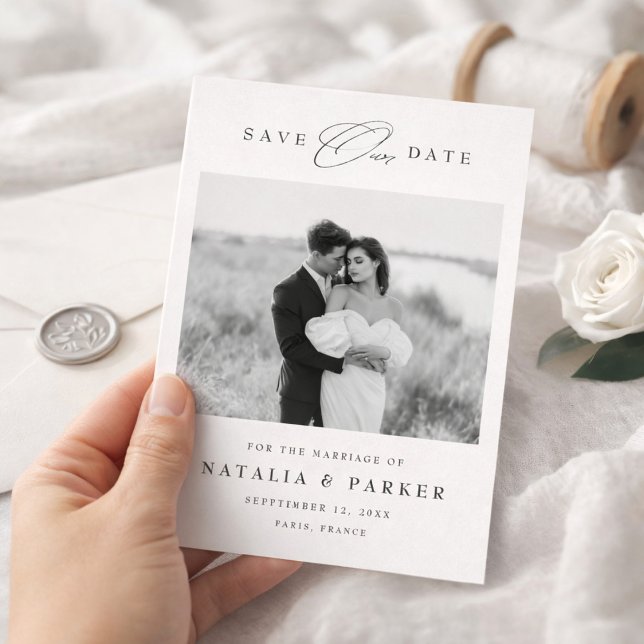 Reserve A Data Orçamento de Foto Preto e Branco Elegante (Criador carregado)