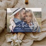 Reserve A Data Orçamento Elegante Simples Salvar a Data Foto<br><div class="desc">Foto Mínima e Elegante Mínima de Orçamento Salve o Cartão-Postal de Casamento de Data. O cartão de convite para salvar a data inclui a tipografia moderna de script com letra manuscrita com um design chic e simples ao qual você pode adicionar sua fotografia personalizada de noivado.</div>