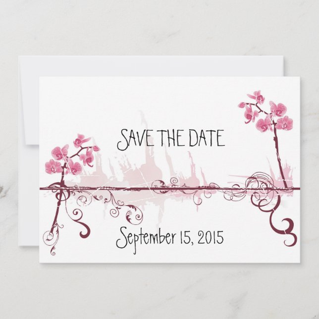 Reserve A Data Orchids Wedding Save the Date Card (Frente)