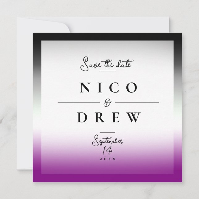 Reserve A Data Orgulho Assexual Elegante Casamento  (Frente)